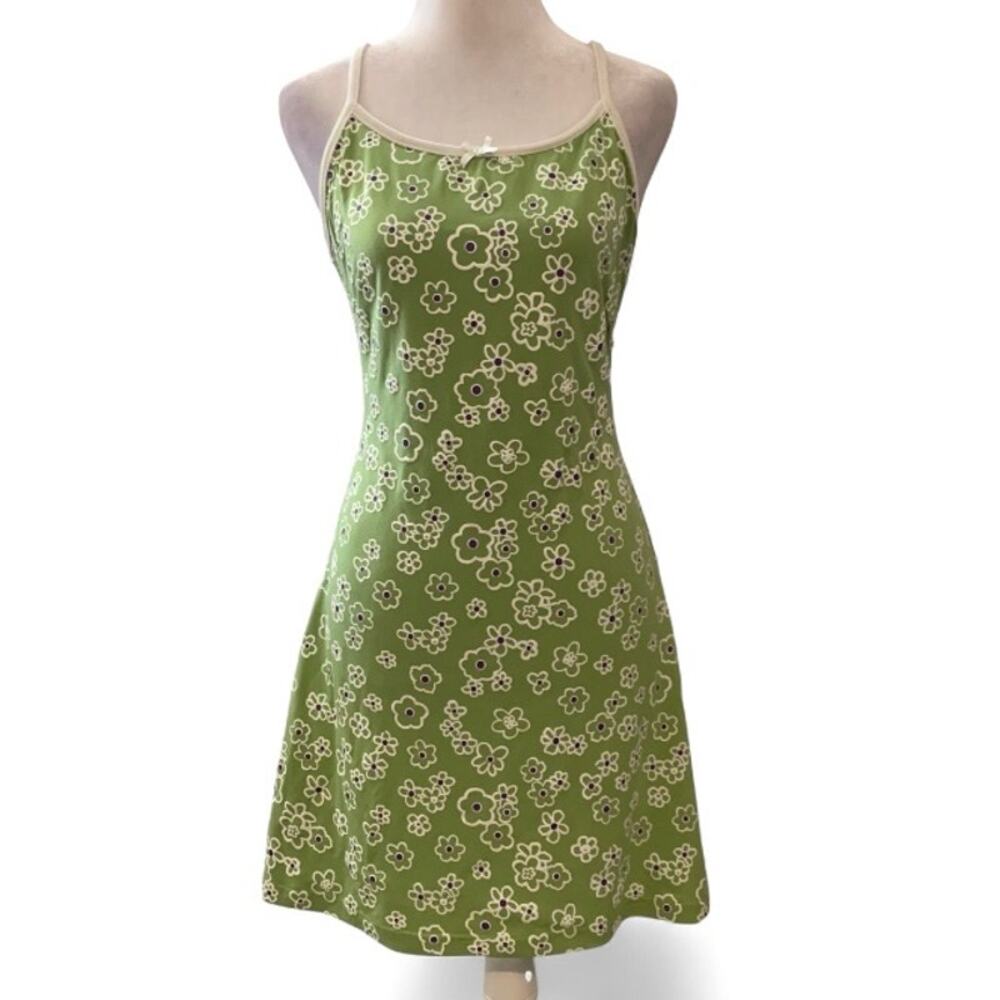 UNIF Mini Dazey Green Floral Puff Print Dress